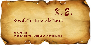 Kovár Erzsébet névjegykártya